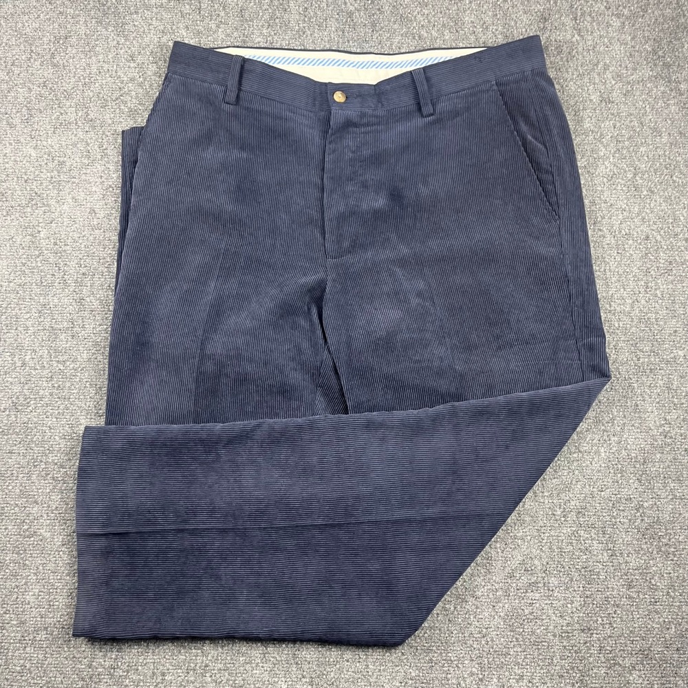 FootJoy Mens Navy Blue Corduroy Golf Pants W36 L30 Flat Front FJ Logo Trousers